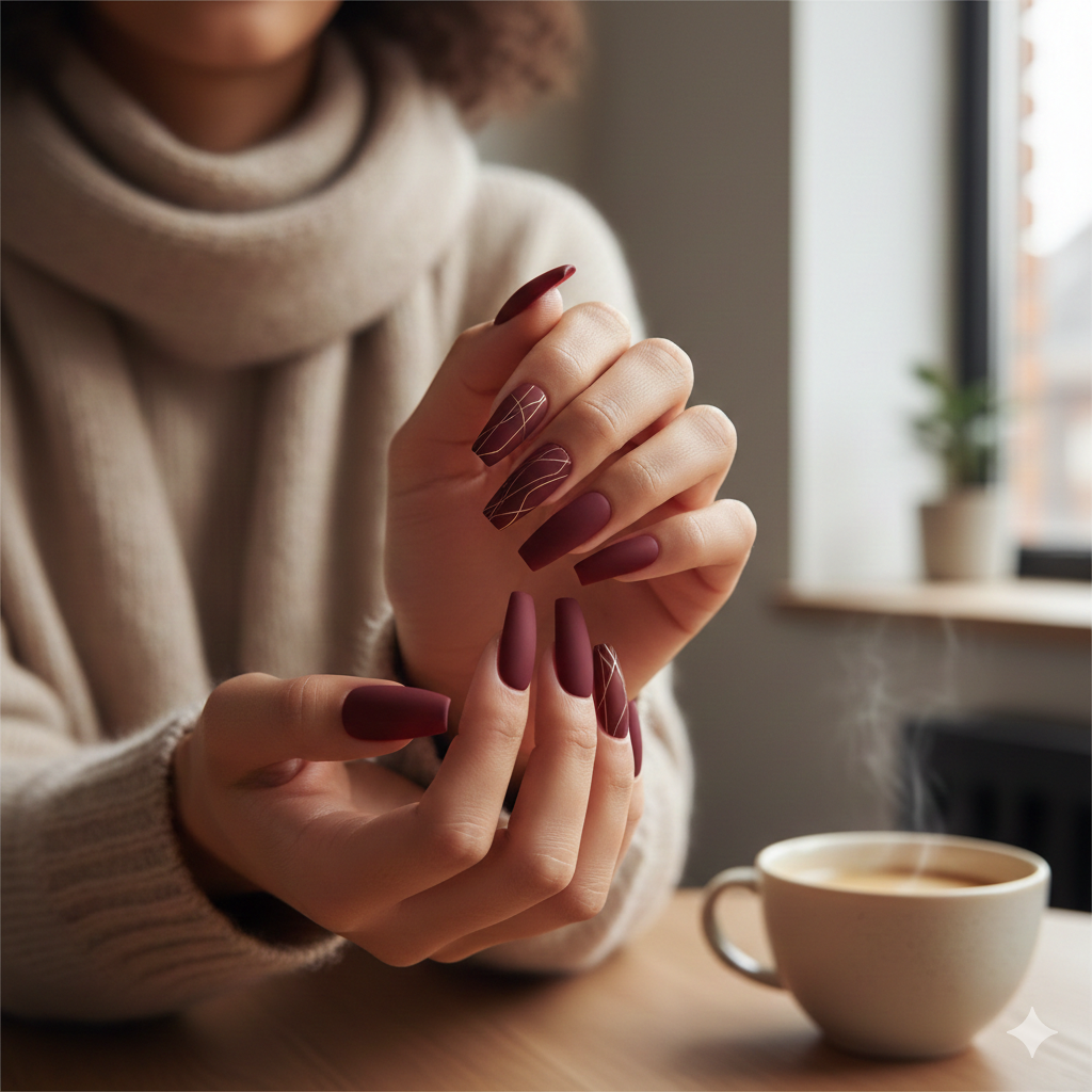 Uñas Acrílicas Largas en Tono Mate