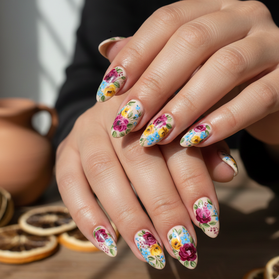 Nail Art con flores