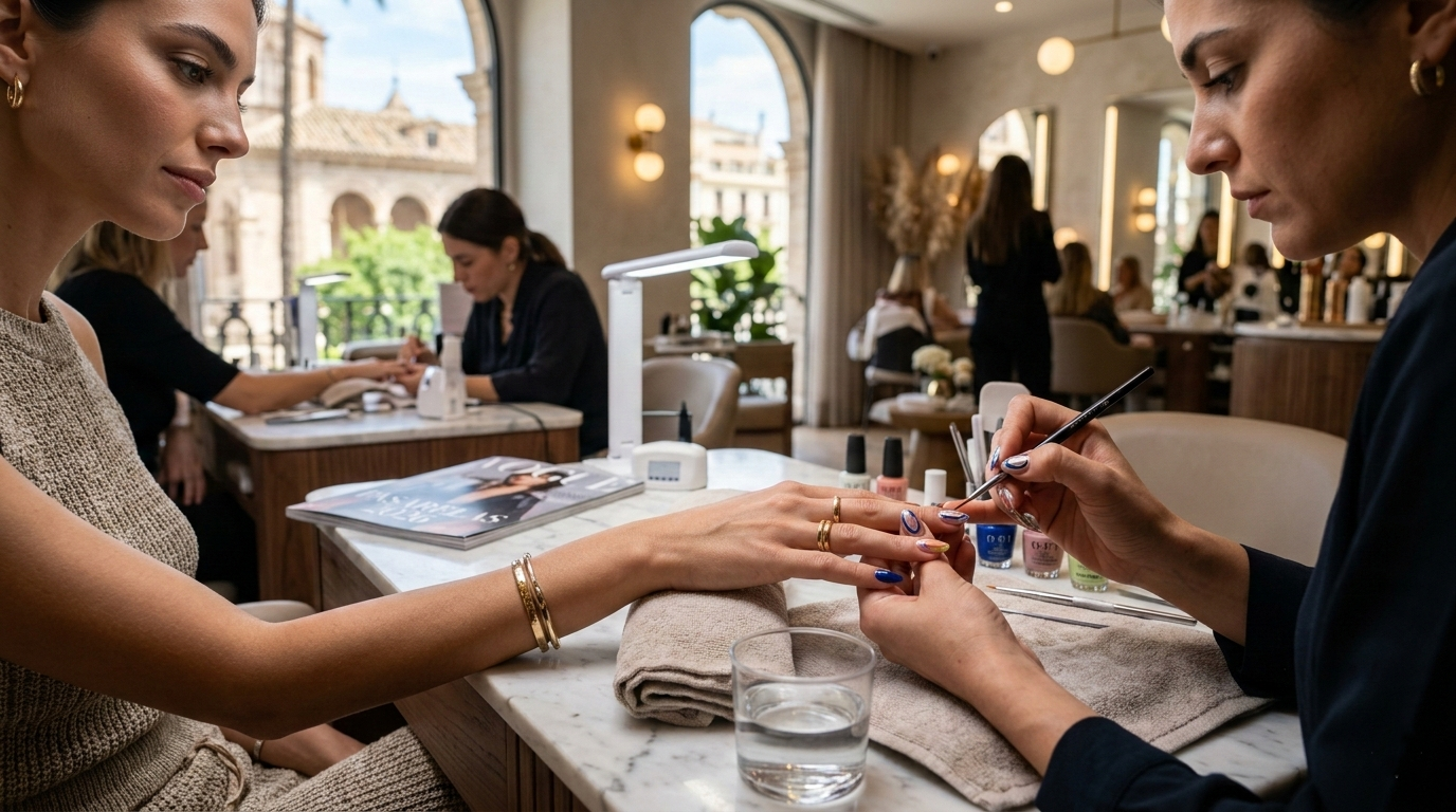 Tendencias de uñas en pasarelas 2026 — nail art y colores forecast en salón de Valencia